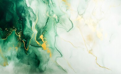 Abstract background with green and gold paints