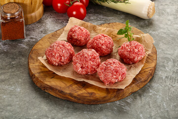 Raw beef meatball minced meat