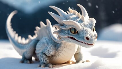  a cute little snow dragon newly hatched dragon soft delicate draconic features