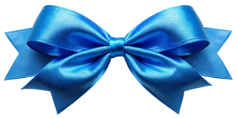 Realistic blue bow ribbon for gift wrap decoration. Elegant and detailed ribbon for presents and gifts.