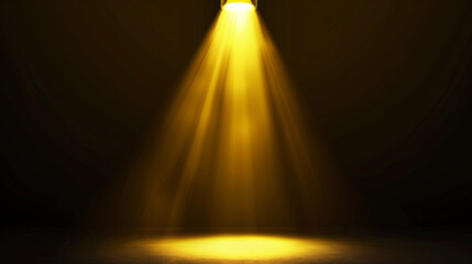 A bright yellow light shines on a dark background, creating a warm and inviting atmosphere. The light seems to be coming from a spotlight, highlighting a specific area of the scene