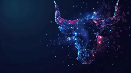 Foto op Canvas Beautiful starry low poly illustration with stylized shiny zodiac symbol taurus on dark background AI generated © ANIS