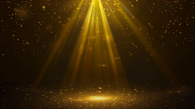 A bright yellow light shines on a dark background, creating a warm and inviting atmosphere. The light seems to be coming from a spotlight, highlighting a specific area of the scene