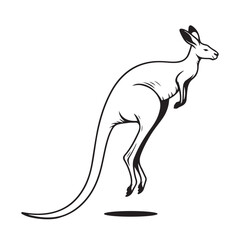 Line art of jumping kangaroo vector