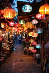 Lantern-lit pathways winding through the market, revealing hidden treasures at every turn, from...