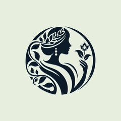 vector illustration of woman's head and leaves logo design suitable for skin beauty care