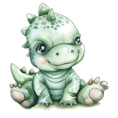 Cute Little dino. Clipart is a great choice for creating cards, invitations, party supplies and decorations. AI generated.