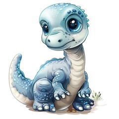 Cute Little dino. Clipart is a great choice for creating cards, invitations, party supplies and decorations. AI generated.