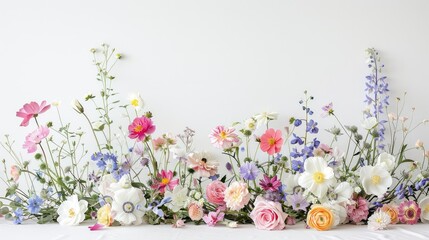 A stunning arrangement of flowers set against a pristine white backdrop