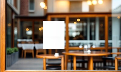 Outdoor White Paper Poster Mockup at Restaurant