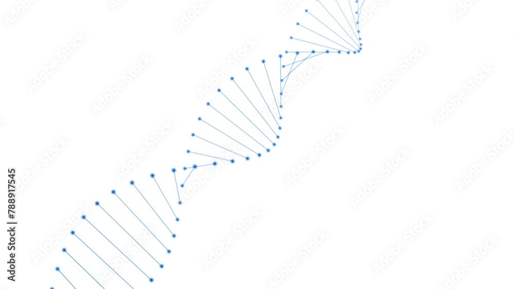 Wall mural abstract dotted dna chain loop rotation on white background.