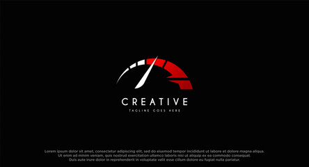 Speed meter logo design vector illustration. Speed meter icon. Suitable for business and technology logos isolated on black background