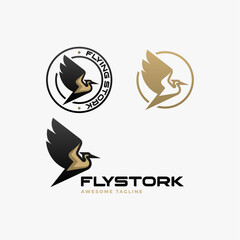 Vector Logo Illustration Stork Simple Mascot Style.