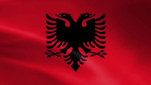  Flag of Albania waving 3d animation. Seamless looping Albania flag animation. Albania flag waving 4k Video.