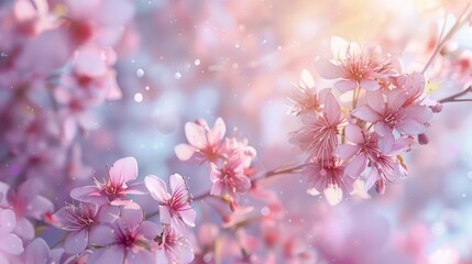 Fototapeta premium Beautiful spring bright natural background with soft pink sakura flower. Soft blurry image. High Quality Image 