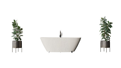 a bathtub and a planter on a white background