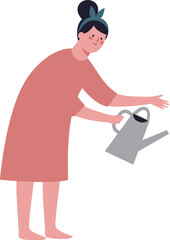 Smiling girl with watering can