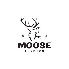 Vintage Moose Deer art brush vector logo design
