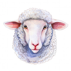 Watercolor realistic sheep face on a white background. Print for postcard, mug, baseball cap, notepad, notebook