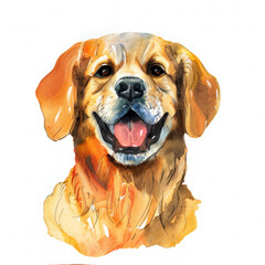 Watercolor realistic labrador, dog face on a white background. Print for postcard, mug, baseball cap, notepad, notebook