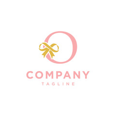 Letter O Gift Ribbon Logo icon vector template