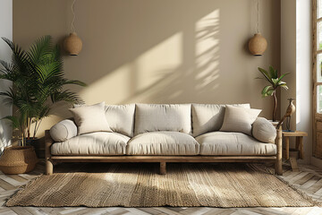 Modern living room with sofa set. Created with Ai