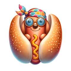 Retro Groovy Fast Food Hot Dog in a Vibrant Diner