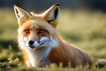 red fox Wild spring animal field mammal scavenger wildlife young furry fur juvenile outdoors europa portrait