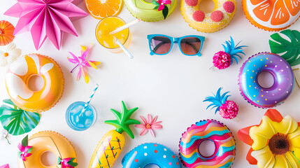 Beach Background With Accessories on a white background.