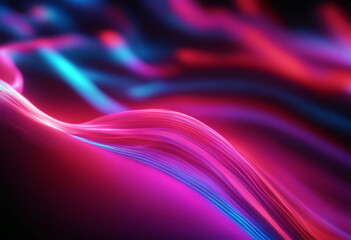 blue pink wavy background Glowing red light neon line 3d ultraviolet spectrum render abstract three-dimensional wave impulse laser frequency - obrazy, fototapety, plakaty