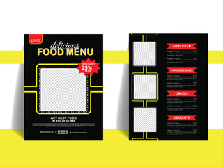 elegant modern food menu  with creative design.