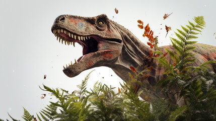 Obraz premium Tyrannosaurus rex dinosaur is angry. AI Generative.