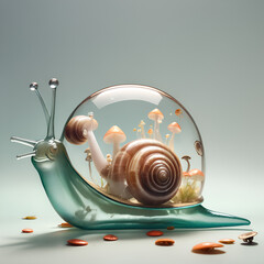 A snail running at lightspeed leaving behind spark trails. Fast speed snail concept. 
 - obrazy, fototapety, plakaty