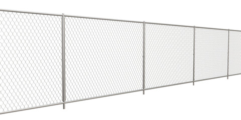 Baseball Field Perimeter:  Showcase secure baseball fields with this 3D render of a diamond-shaped, galvanized chain-link fence panel. Isolated background allows for design flexibility.