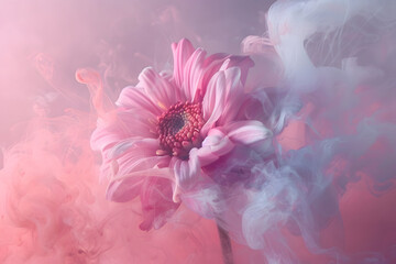 Abstract pink flower with pastel ink, Summer bloom concept