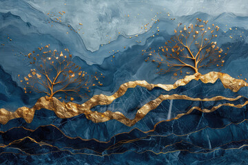 Golden and blue background for graphics use. Created with Ai