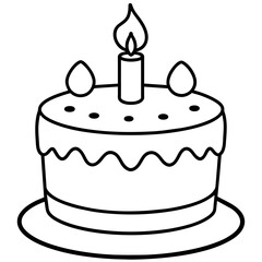         Birthday cake silhouette vector illustration line art
