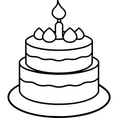         Birthday cake silhouette vector illustration line art
