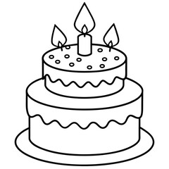         Birthday cake silhouette vector illustration line art
