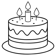         Birthday cake silhouette vector illustration line art
