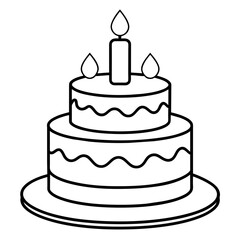         Birthday cake silhouette vector illustration line art
