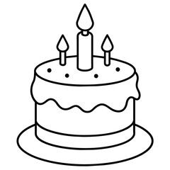         Birthday cake silhouette vector illustration line art
