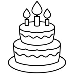         Birthday cake silhouette vector illustration line art
