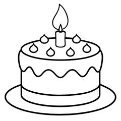         Birthday cake silhouette vector illustration line art
