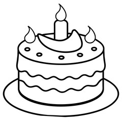         Birthday cake silhouette vector illustration line art
