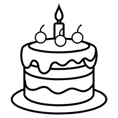         Birthday cake silhouette vector illustration line art
