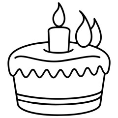         Birthday cake silhouette vector illustration line art
