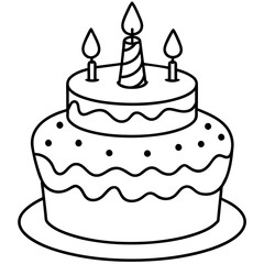         Birthday cake silhouette vector illustration line art
