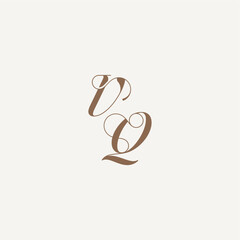 Obraz premium wedding concept design ideas VQ initial monogram logo letter Luxury and Elegant