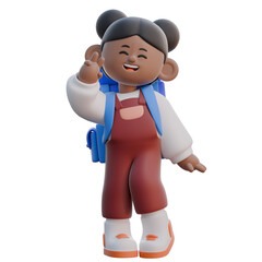 Girl Doing Peace Pose 3D character